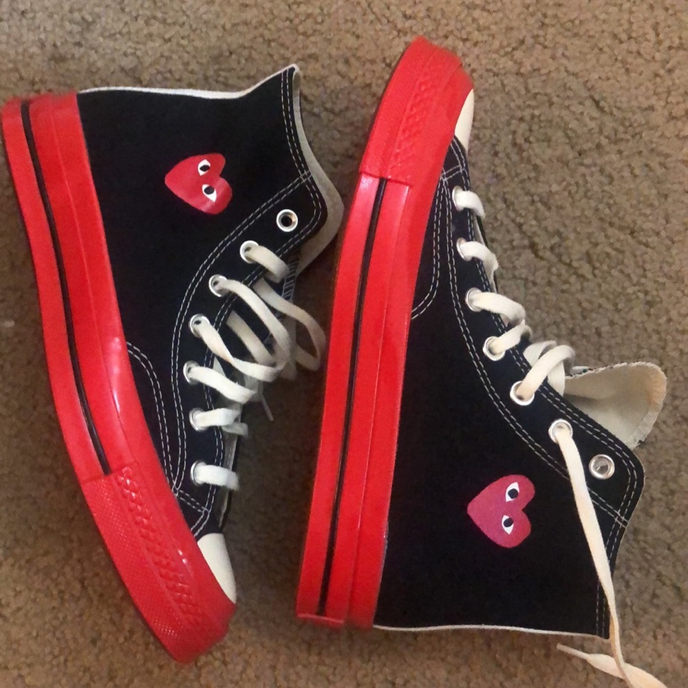 Converse PLAY Comme des Garçons, red sole high top sneakers